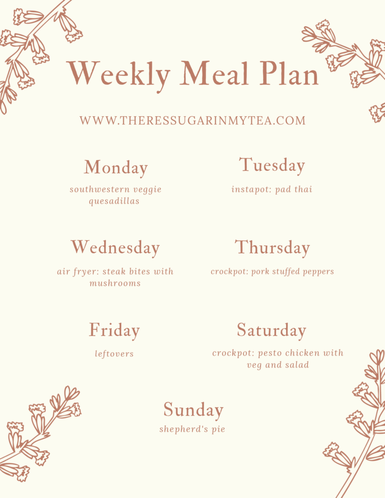 Simple Weekly Meal Pans, There's Sugar in My Tea, Charlotte NC Lifestyle and Homemaking Blog