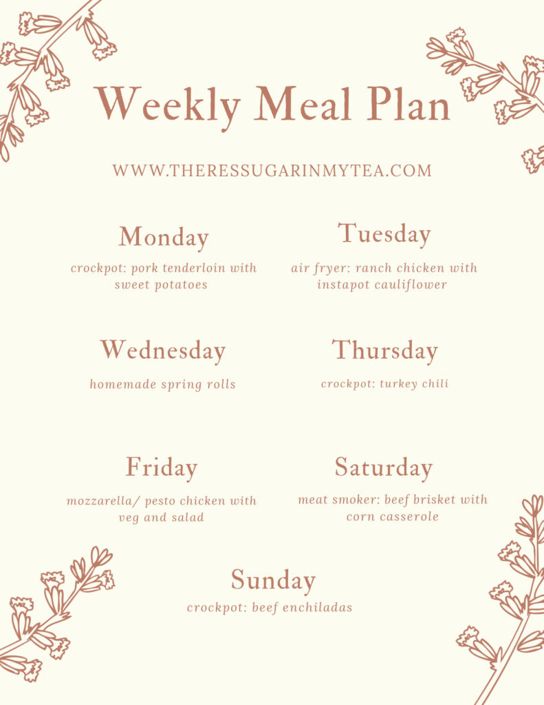 Simple Weekly Meal Pans, There's Sugar in My Tea, Charlotte NC Lifestyle and Homemaking Blog