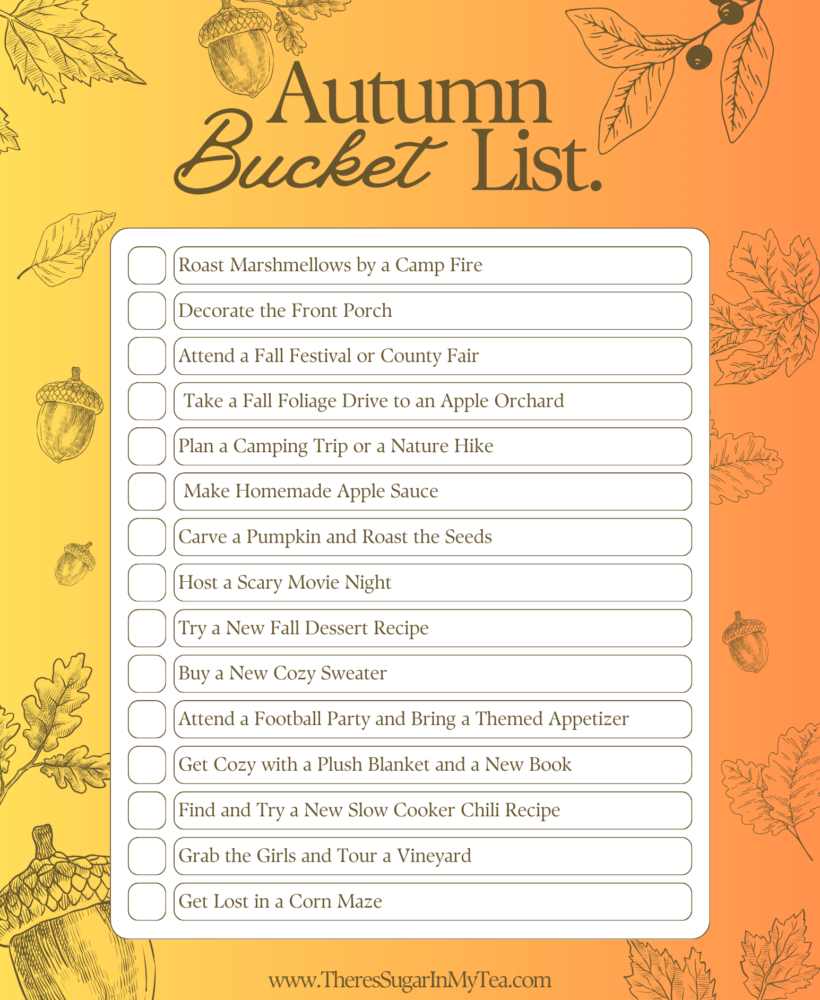 Autumn Bucket List, 2024 Fall Bucket List, 2024 Autumn Bucket Lists, There's Sugar In My Tea, Charlotte NC Bloggers